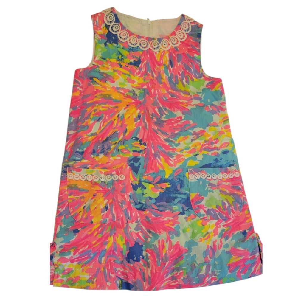 Lilly Pulitzer Little Lily Classic Shift Dress Sz 7 Girls Colorful, Vacation - Picture 5 of 6